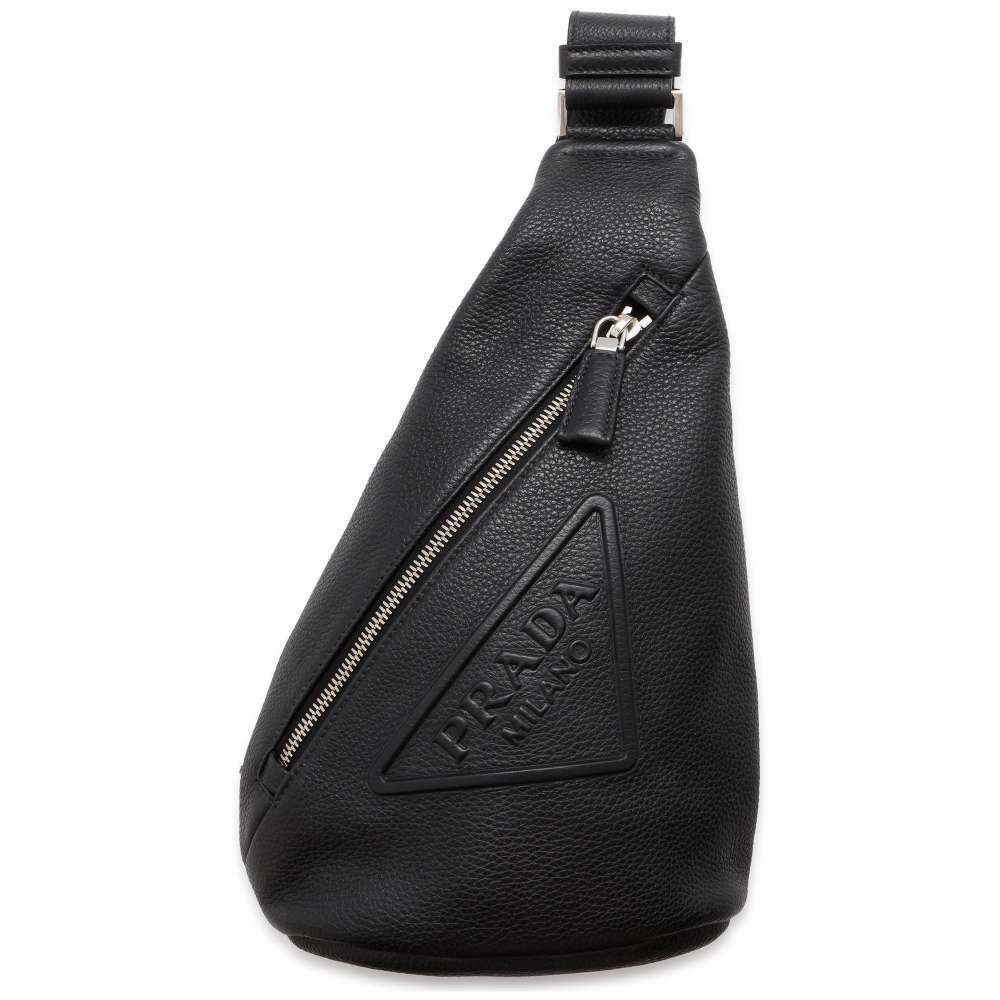 Prada Body Bum Crossbody Belt Bag Triangle Logo Leather Black